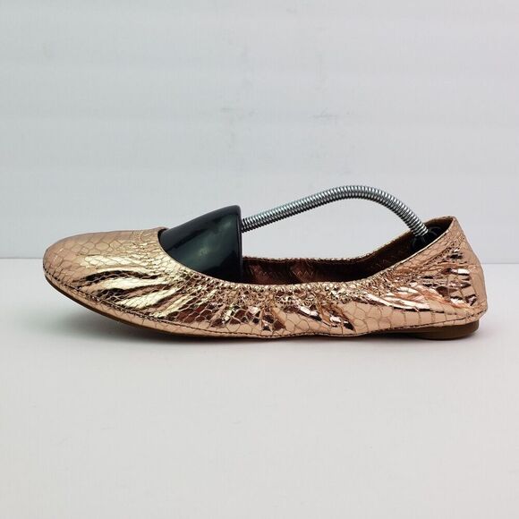 Lucky Brand Womens Sz 10 Rose Gold Snake Pattern Slip On Ballet Flats Shoes - Picture 5 of 13